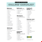 Ultimate Dorm Room Checklist: College Storage, Bathroom, and Organizers example document template