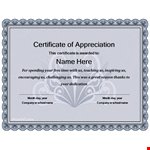 Certificate of Appreciation Template | Customize and Print example document template