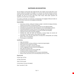 Bartender Job Description example document template