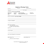 Employee Warning Notice - Corrective Action for Employee | Company example document template