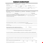 Employee's Incident Report example document template