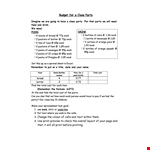 Class Party Budget Template example document template