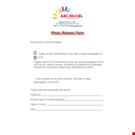 Preschool Photo Release Form for Children - Free Template example document template