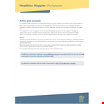 Post Training Action Plan Template - Create a Workplace Policy for Healthy Employees example document template