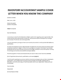Inventory Accountant cover letter