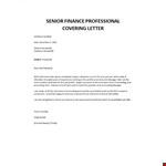 Senior finance professional covering letter example document template