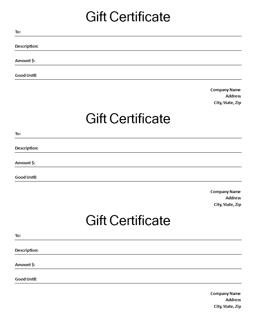 free printable gift certificates Main Image free printable gift certificates template