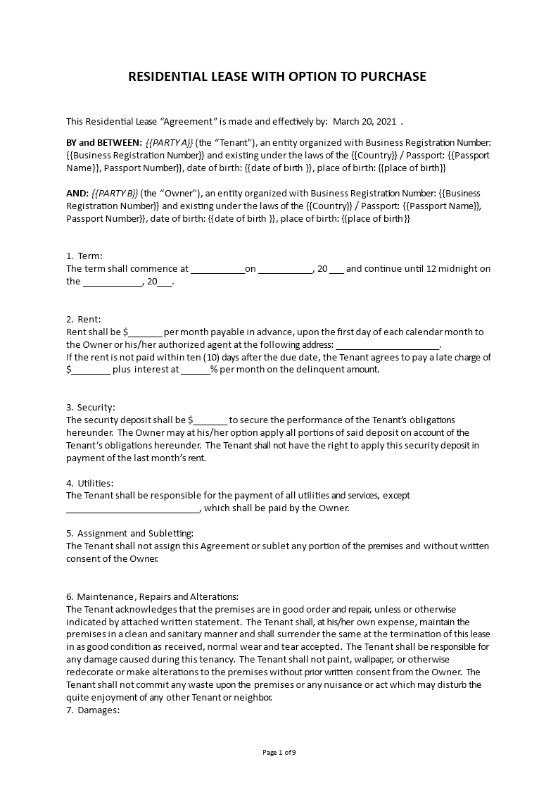 rent to own agreement Main Image rent to own agreement