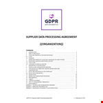 Supplier Data Processing Agreement example document template