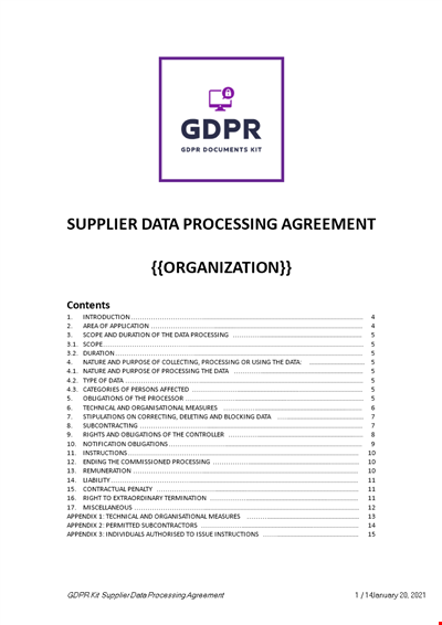 Supplier Data Processing Agreement