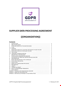Supplier Data Processing Agreement