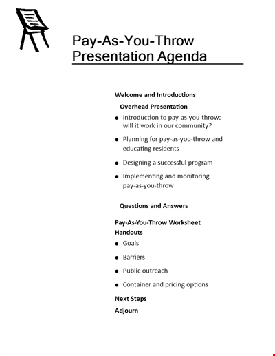 Formal Presentation Agenda