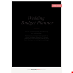Free Wedding Budget Planner example document template
