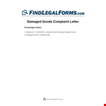 Damage Goods Complaint Letter example document template 