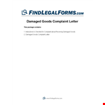 Damage Goods Complaint Letter example document template