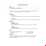 Acting CV Template example document template
