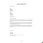 Letter of Introduction example document template