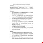 Power Electronics Engineer Job Description example document template