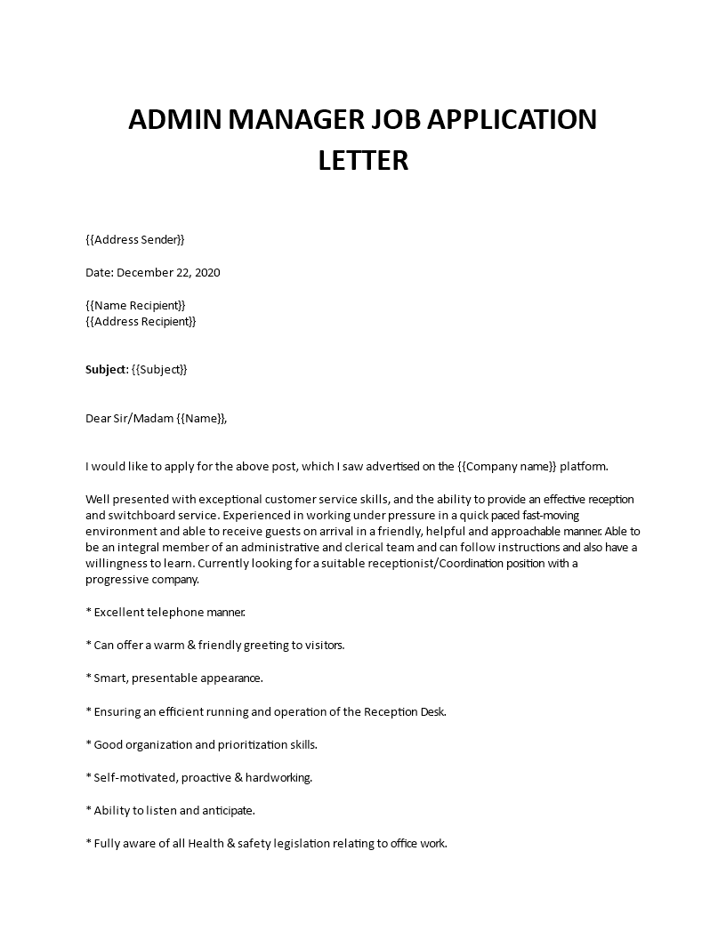 bank office support job application letter