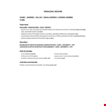 Paralegal Curriculum Vitae example document template