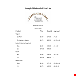 Wholesale Price List Template example document template