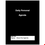 Daily Personal Agenda example document template