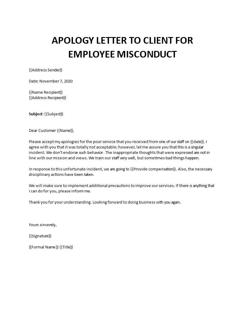 apology letter for bad customer service template