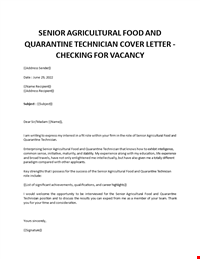 Application letter for Farm Technician