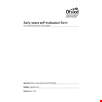 Early Years Self Evaluation Form example document template