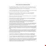 Public Speaking Communication example document template