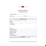 Medical Job Application Template | Printable with Address, Information & Details example document template