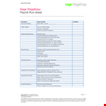 Payroll Run Sheet Template - Streamline Your Payroll Process with Ease example document template
