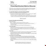 Sample Volunteer Work Resume example document template