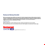 Essential Restaurant Start-Up Checklist for Restaurant Owners example document template