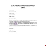Resignation letter due to relocation example document template