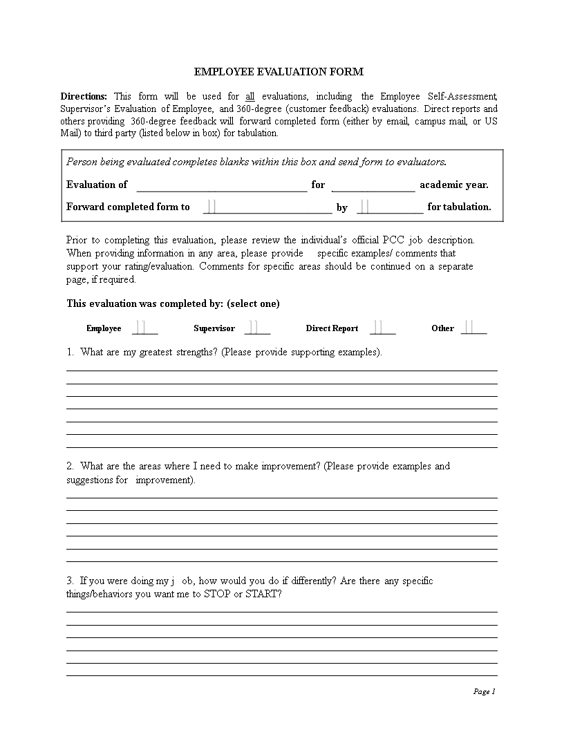 employee evaluation template Main Image employee evaluation template template