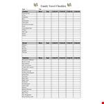 Family Vacation Checklist Template example document template