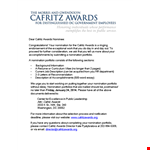 Congratulations Letter for Cafritz Awards Nominee - Customize Your Message with Ease example document template