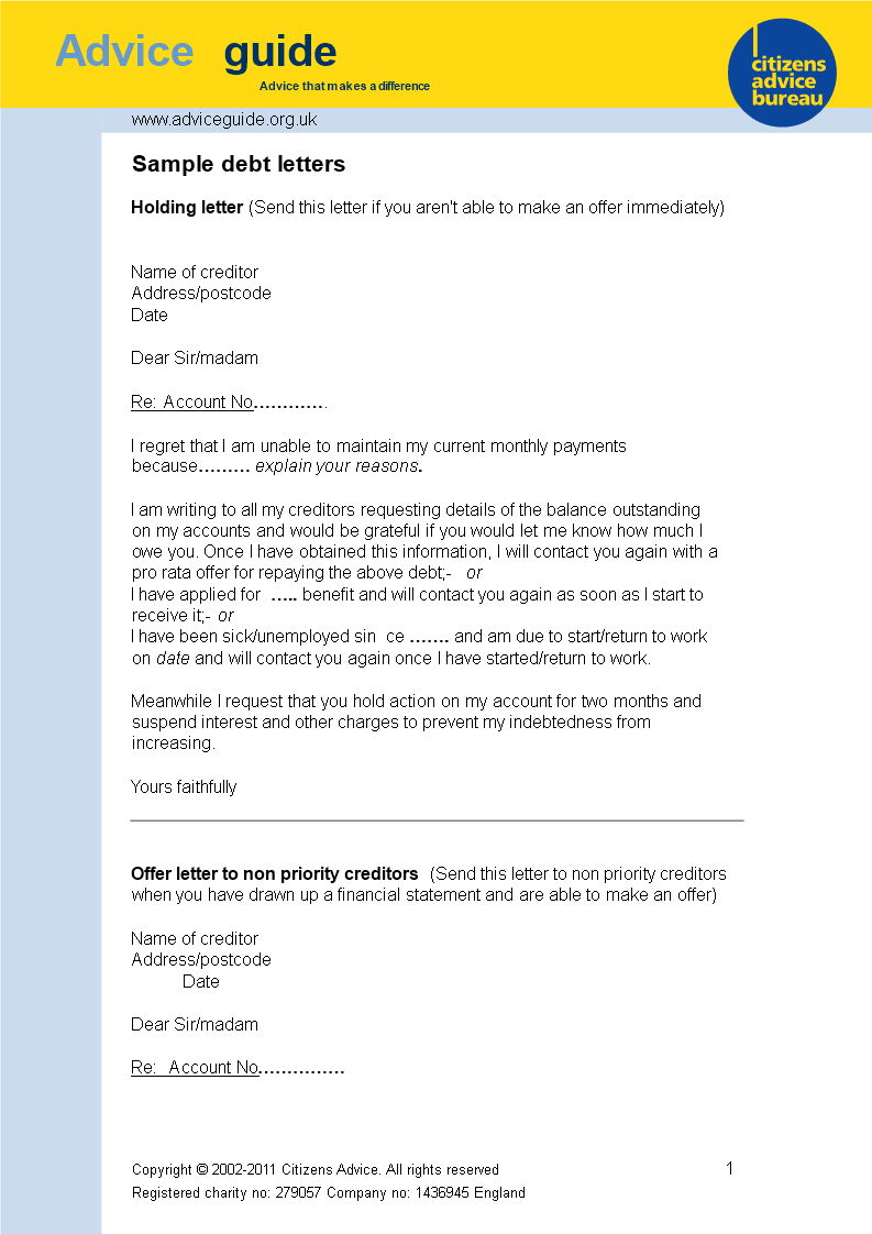 Debt Simple Letter Template