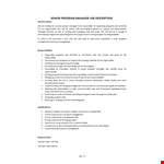 Senior Program Manager Job Description example document template