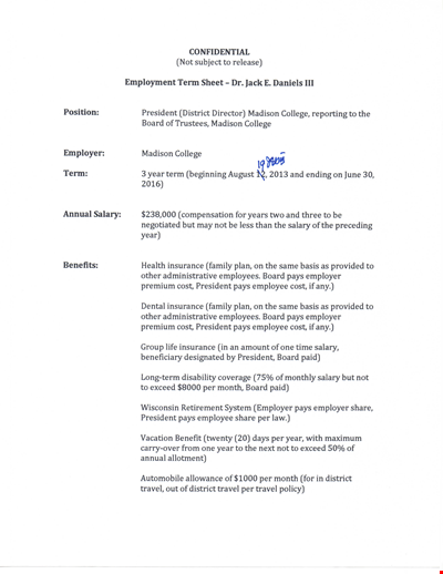 Employee Term Agreement Example