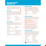Survival Food Shopping List For College example document template