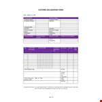 Customs Declaration Form example document template 