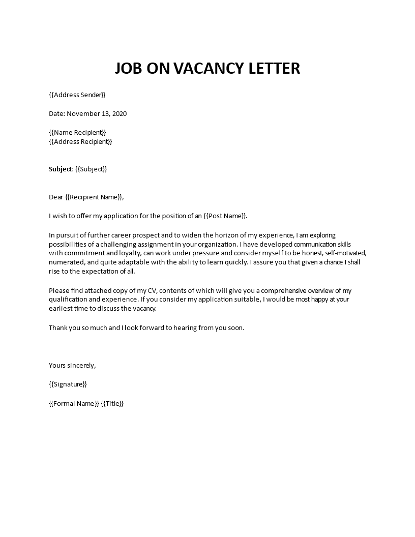 simple cover letter for job