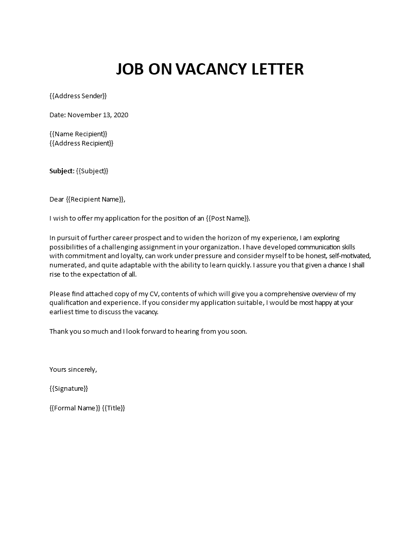 very simple cover letter for job application