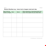 Track Your Reading Progress with Our Weekly Reading Log Template example document template