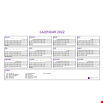 Calendar 2022 Excel example document template