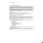 Critical Literary Analysis Template example document template