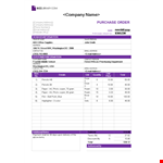 Purchase Order template example document template