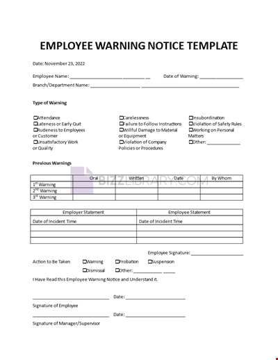 Employee Warning Notice